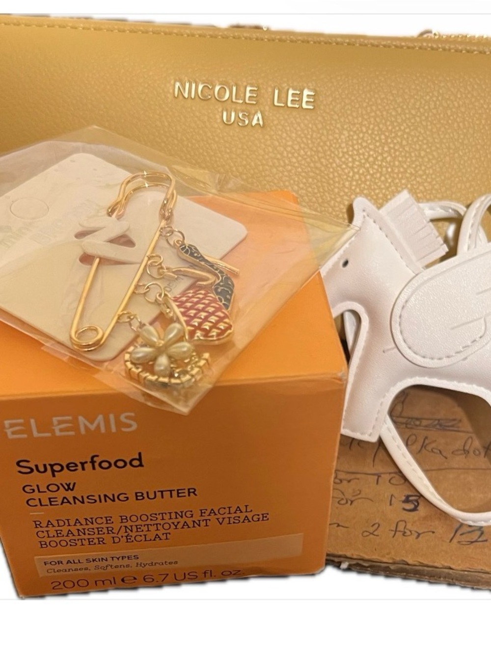 Nicole Lee Gold Tote Bag and Accessory Bundle
